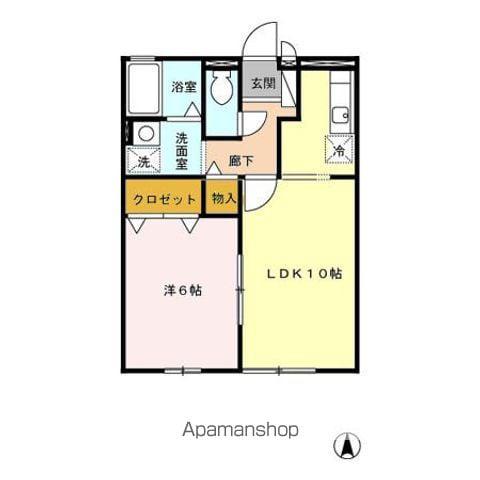 ルミエール花立A棟(1LDK/1階)の間取り写真