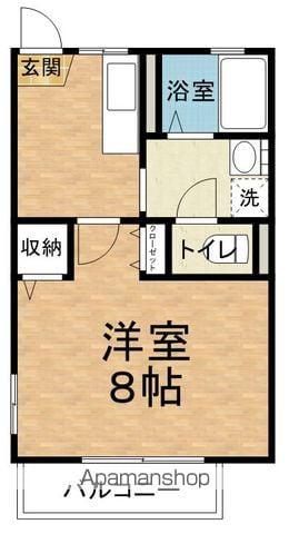 ディアス・ボヌールC(1K/2階)の間取り写真