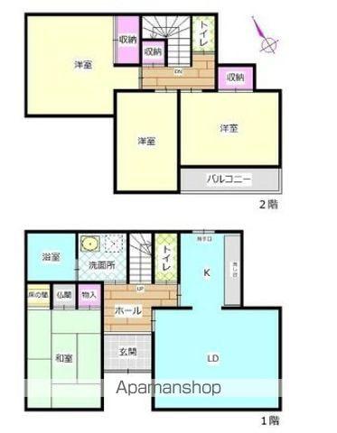 播但線 砥堀駅 徒歩9分 2階建 築26年(4LDK)の間取り写真