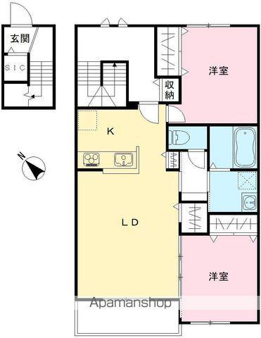 NOVガーデンハウス谷田部 FG棟(2LDK/2階)の間取り写真