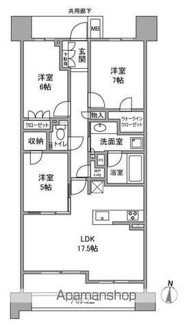 プラウドタワー名古屋久屋大通公園(3LDK/15階)の間取り写真