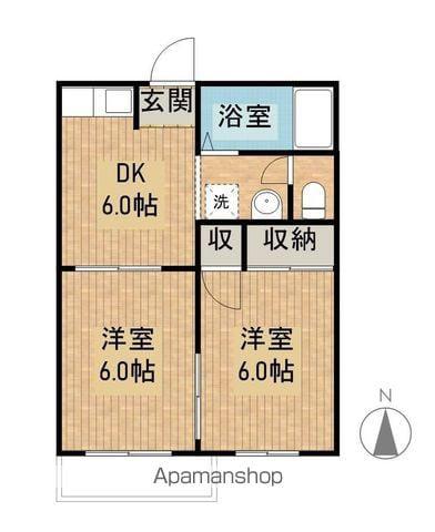 フォーブルⅢ A棟(2DK/1階)の間取り写真