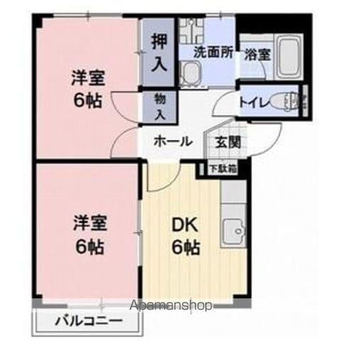 エグズィベランス(2DK/2階)の間取り写真