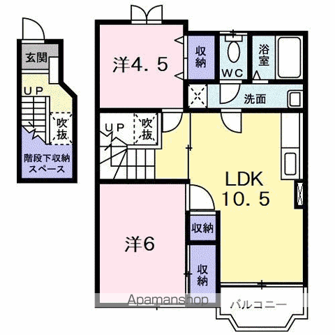 メゾン.ド ファミーユD(2LDK/2階)の間取り写真