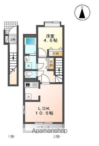 クレシア北斗(1LDK/2階)の間取り写真