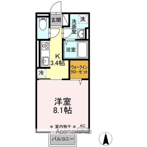 D-ROOM富田A棟(1K/2階)の間取り写真
