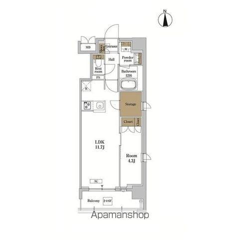 RJRプレシア蒲田(1LDK/5階)の間取り写真