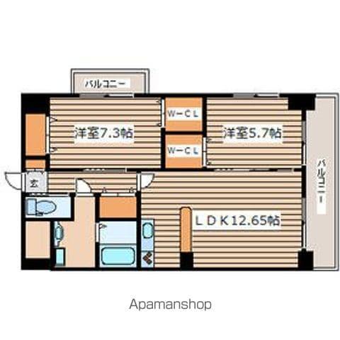 カスタリア榴ヶ岡(2LDK/12階)の間取り写真