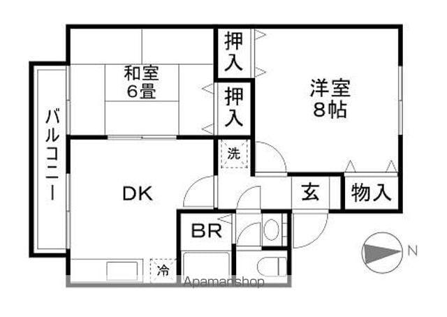 エスポアール小池A棟(2DK/1階)の間取り写真