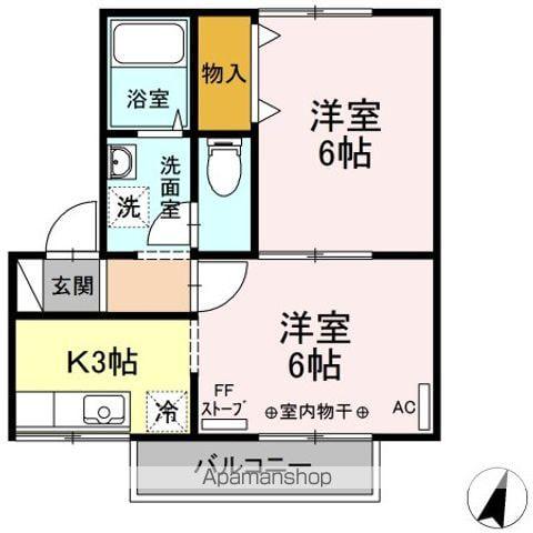 ハイカムール鷹清水B(2K/1階)の間取り写真