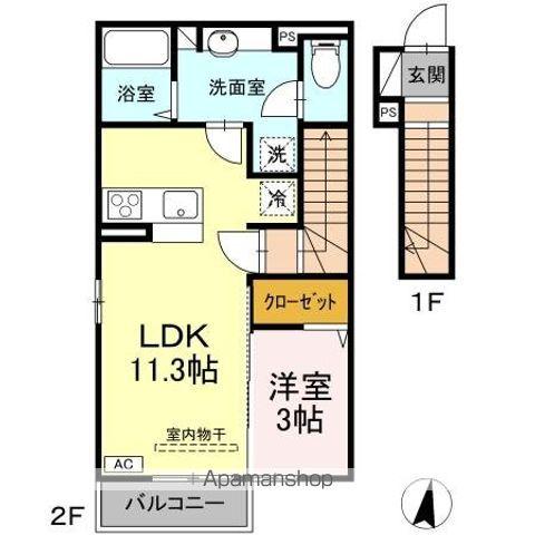 蔵谷ハイツ(1LDK/2階)の間取り写真