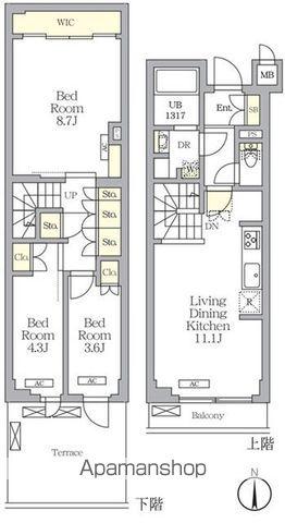 アジールコート都立大学(3LDK/1階)の間取り写真