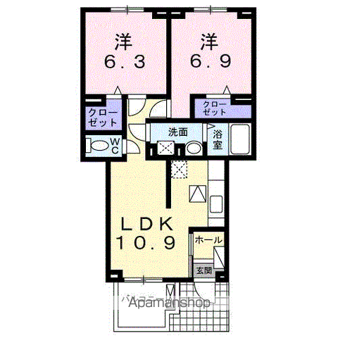 イースト・フィールドレジデンス(2LDK/1階)の間取り写真