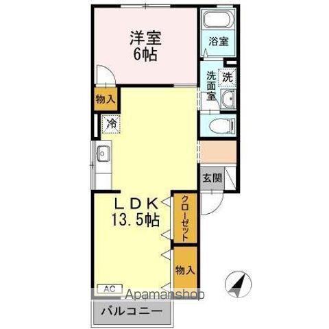 セジュール大町西(1LDK/1階)の間取り写真