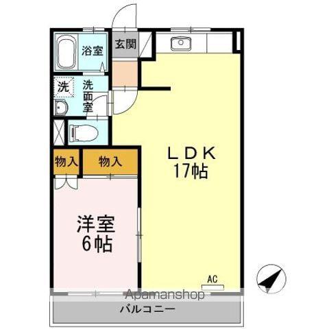 ソレイアード(1LDK/2階)の間取り写真