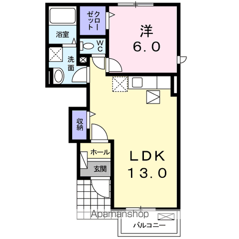カーサセレノ(1LDK/1階)の間取り写真