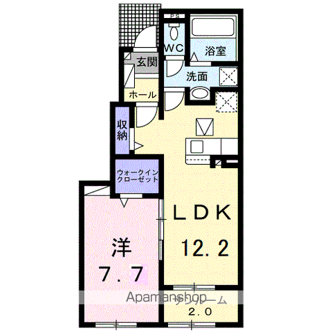 グランドヒルK(1LDK/1階)の間取り写真