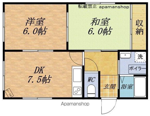 白樺ハイツⅣ(2DK/2階)の間取り写真