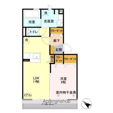 レグラス稲里 F(1LDK/2階)の間取り写真