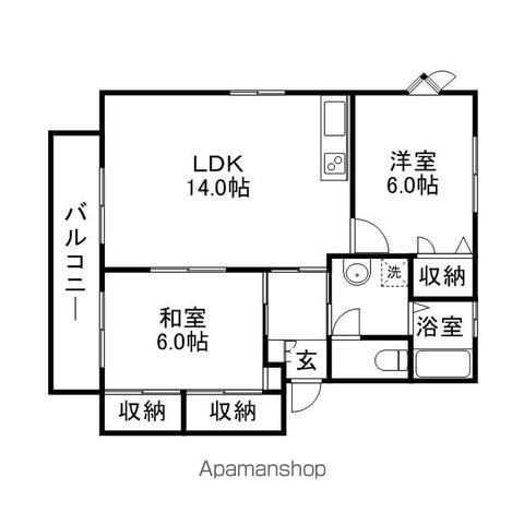 グランデージュ渡辺(2LDK/2階)の間取り写真