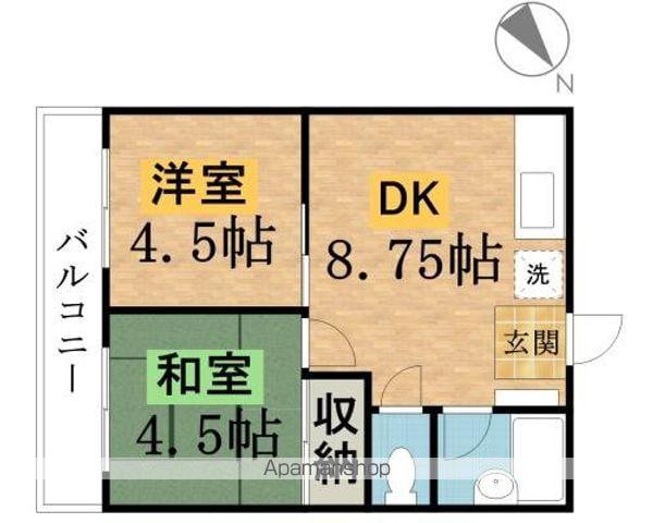 エヴィデンスKS(2DK/2階)の間取り写真