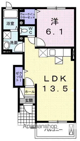 アルカンシェルⅠ(1LDK/1階)の間取り写真