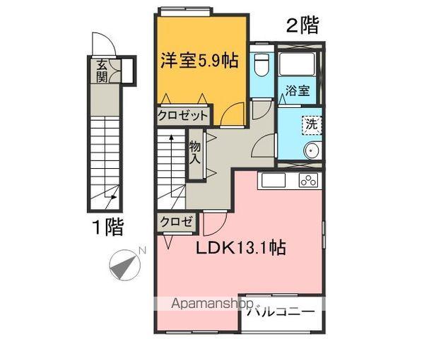 メイホウ・ガーデン(1LDK/2階)の間取り写真