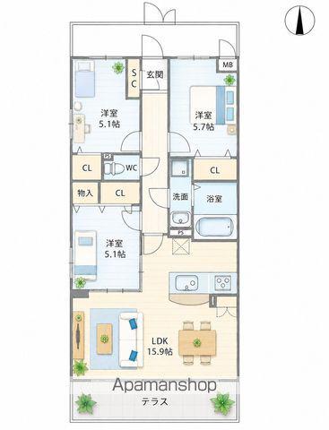 テラフォルトゥーナ(3LDK/2階)の間取り写真