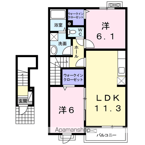 フレイム 星(2LDK/2階)の間取り写真