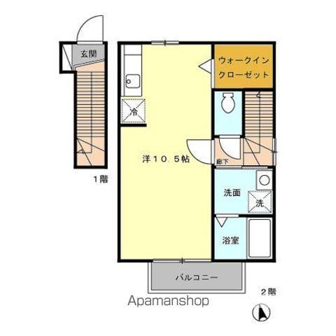 ファミールよこみち(ワンルーム/2階)の間取り写真