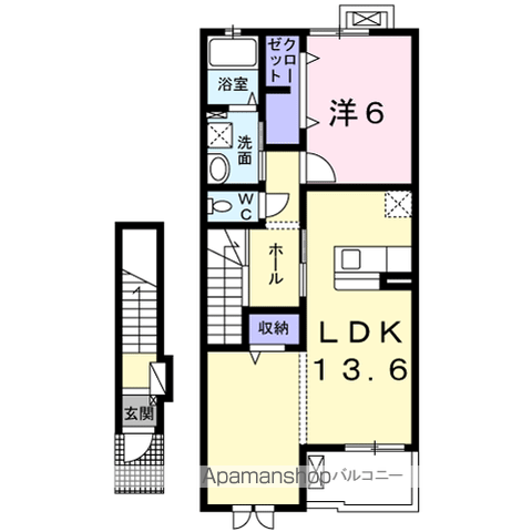 フレーシュ・カスミ(1LDK/2階)の間取り写真
