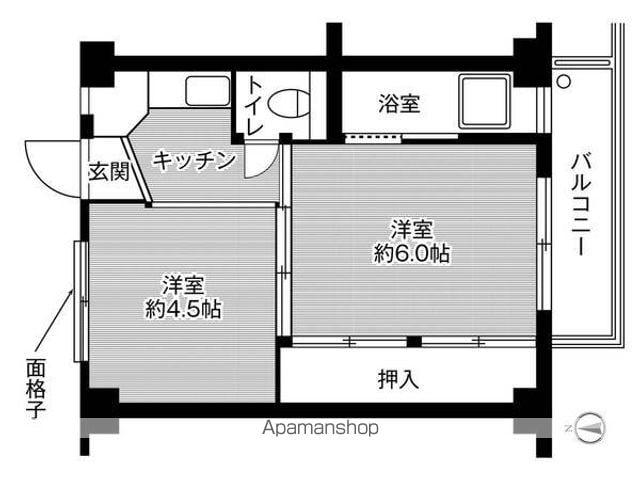 ビレッジハウス古城1号棟(2K/3階)の間取り写真