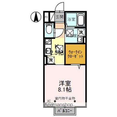 ルノン B棟(1K/1階)の間取り写真