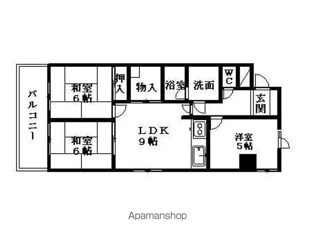 ジュネス浅野(3LDK/5階)の間取り写真