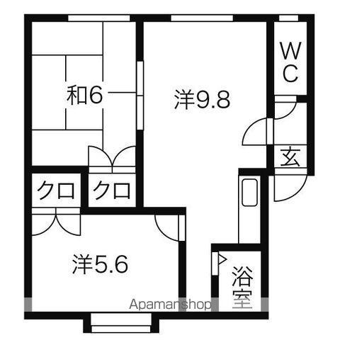 ジャストイン平岡(2DK/3階)の間取り写真