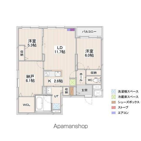 CRESCENDO苗穂駅前(3LDK/2階)の間取り写真
