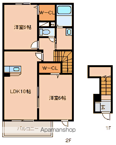 プローテ(2LDK/2階)の間取り写真