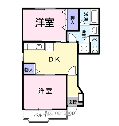 クレストール古谷(2DK/1階)の間取り写真