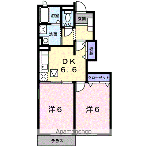 グランド・ライン大西(2DK/1階)の間取り写真