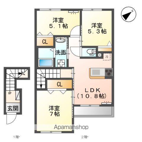 マリアージュⅢ(3LDK/2階)の間取り写真