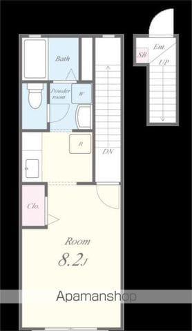 ツインリーフ(1K/2階)の間取り写真