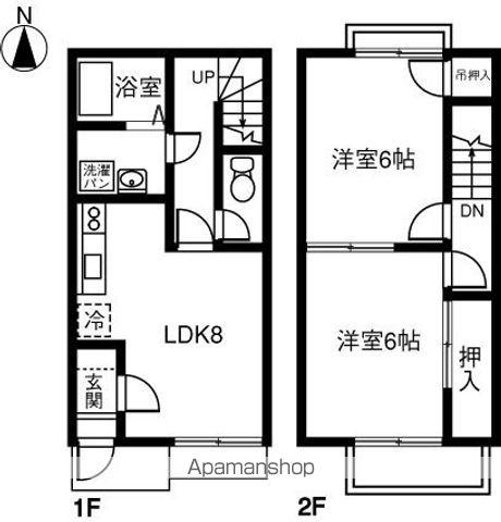 DUPLEX 国王10B(2DK)の間取り写真
