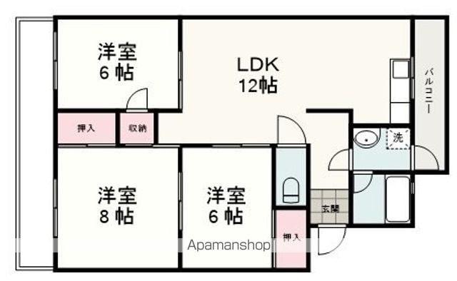 サンハイツ草薙(3LDK/3階)の間取り写真