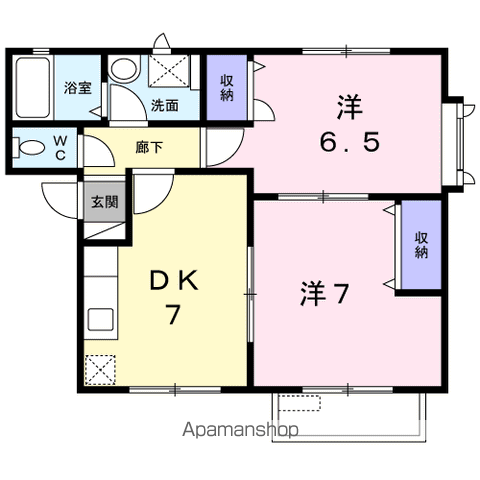 ハイツロワールA(2DK/2階)の間取り写真