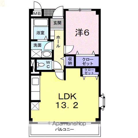 プリティーセトル(1LDK/3階)の間取り写真