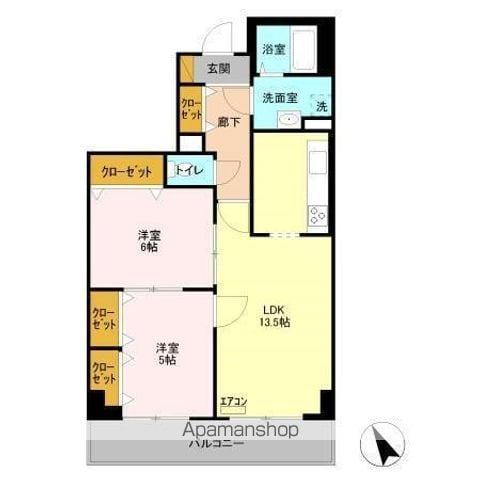 オーシャンビュー弐番館(2LDK/6階)の間取り写真