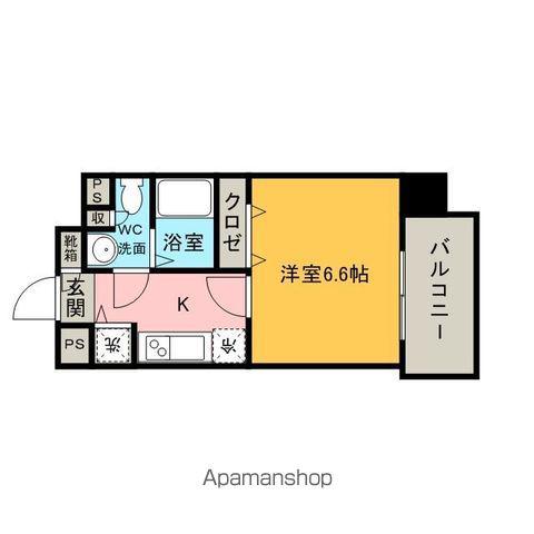スカイコート福岡県庁前(1K/8階)の間取り写真