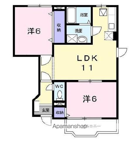 ジャン・ピュール2(2LDK/1階)の間取り写真