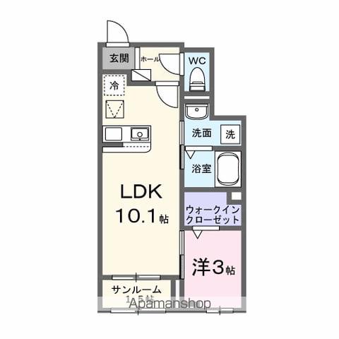 メゾンドラフォーレリーヴル Ⅲ(1LDK/1階)の間取り写真