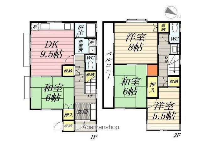 江ノ島電鉄 由比ケ浜駅 徒歩5分 2階建 築29年(4DK)の間取り写真